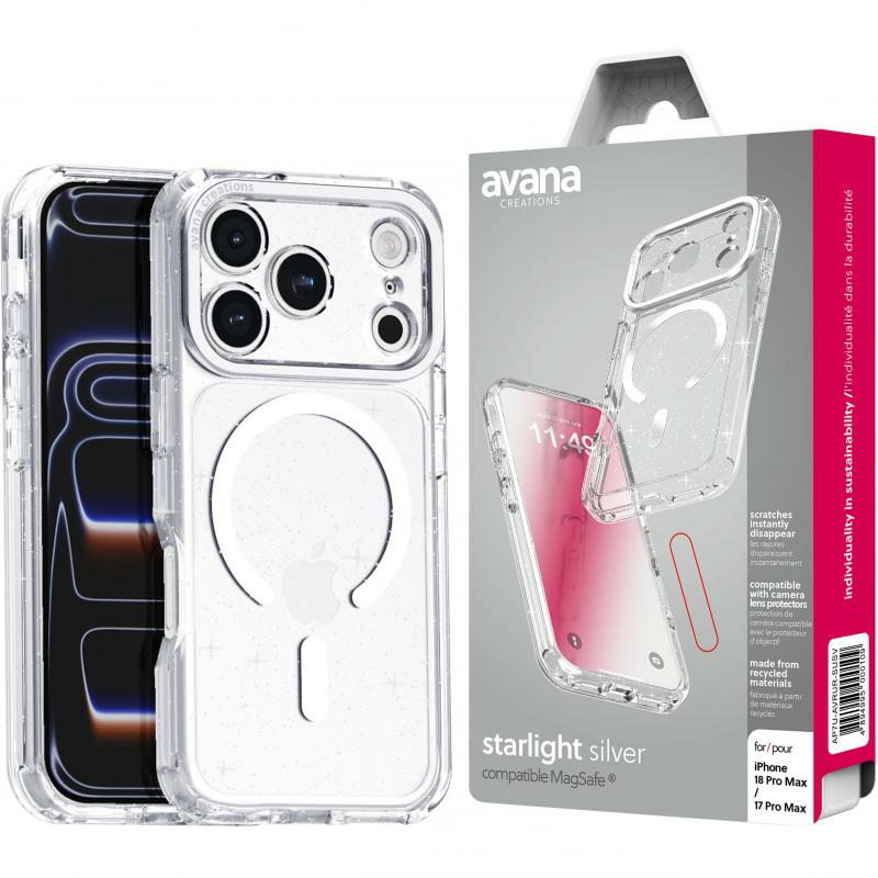 Compare Avana Creations Starlight Back Cover Mobile Case with MagSafe, for iPhone 18 ProiPhone 17 Pro, Silver at KSA Price