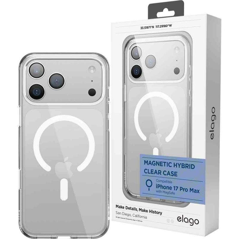 Compare Elago Magnetic Hybrid Back Cover Mobile Case with MagSafe, for iPhone 17 Pro Max, Clear at KSA Price