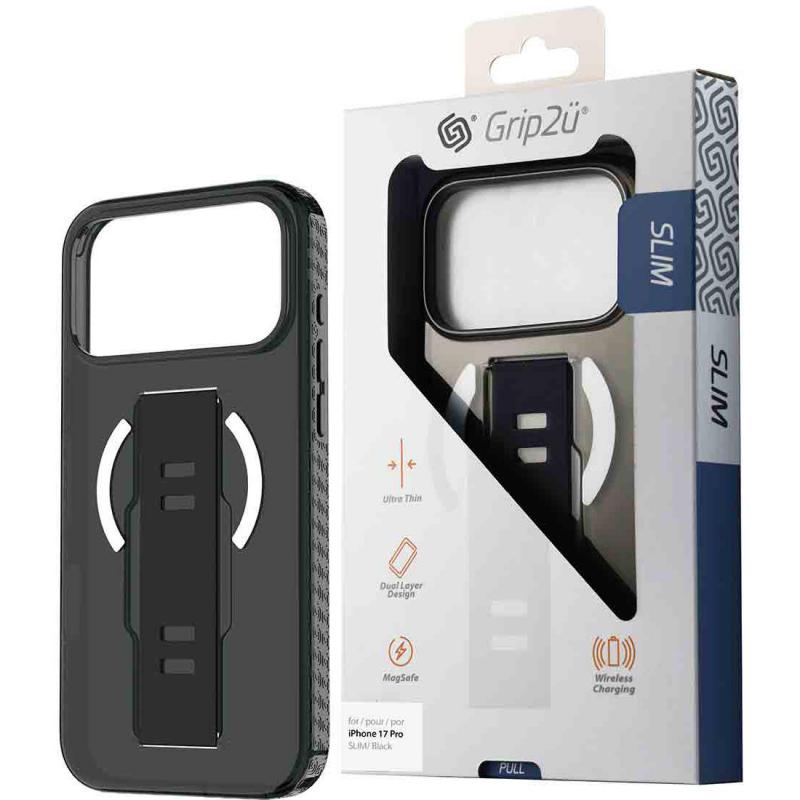 Compare Grip2u Slim Back Cover Mobile Case with MagSafe, for iPhone 17 Pro, Black at KSA Price