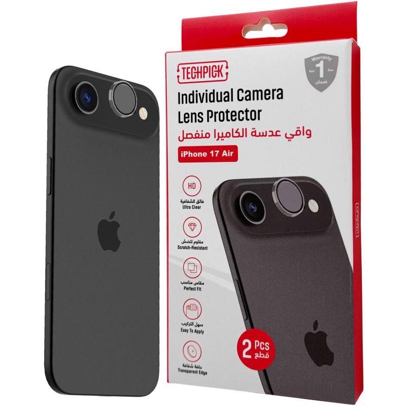 Compare Techpick Camera Lens Protector Individual Ring Smartphone Camera Accessory, for iPhone Air, Clear at KSA Price
