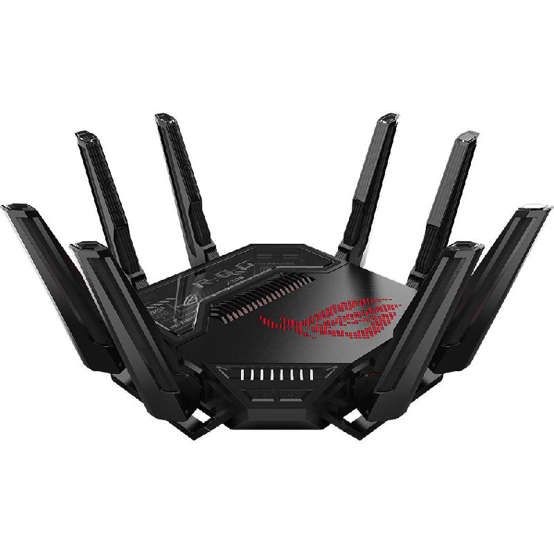 Compare Asus ROG Rapture GTBE98 Gaming Router, up to 25000 Mbps 6 GHz 11529 Mbps5 GHz12 5764 Mbps2.4 GHz 1376 Mbps, QuadBand 2.4 GHz5 GHz15 GHz26 GHz, Black at KSA Price
