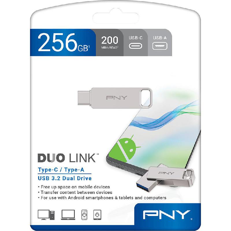 Compare PNY TECHNOLOGIES DuoLink USB 3.2 OTG Drive USBCUSB, 256 GB, Silver at KSA Price