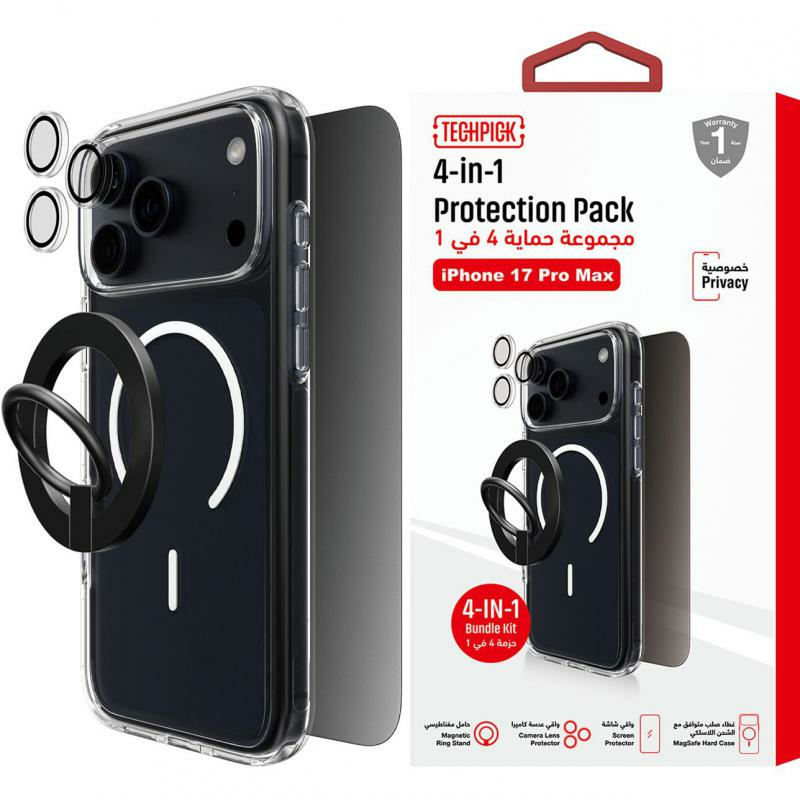 Techpick 4-in-1 Protection Clear Case + Privacy…