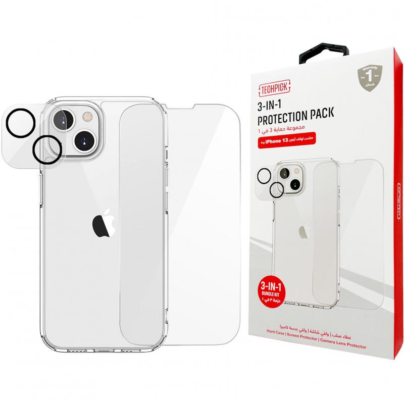 Techpick 3-in-1 Protection Pack Hard Case + Tempered…