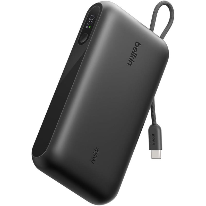 Compare Belkin UltraCharge 20000 mAh PD 45W Powerbank with 2 Ports and Builtin Cable, PD Fast Charging, 20000 mAh, Dual USB 1X USB1X USBC, Black at KSA Price