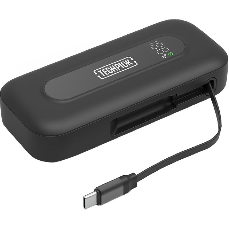Compare Techpick 30W Power Bank with Rectractable USBC Cable, PD Fast Charging, 10000 mAh, Dual USBC, Black at KSA Price