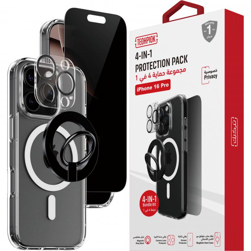 Techpick 4-in-1 Protection Pack Clear Case + Privacy…