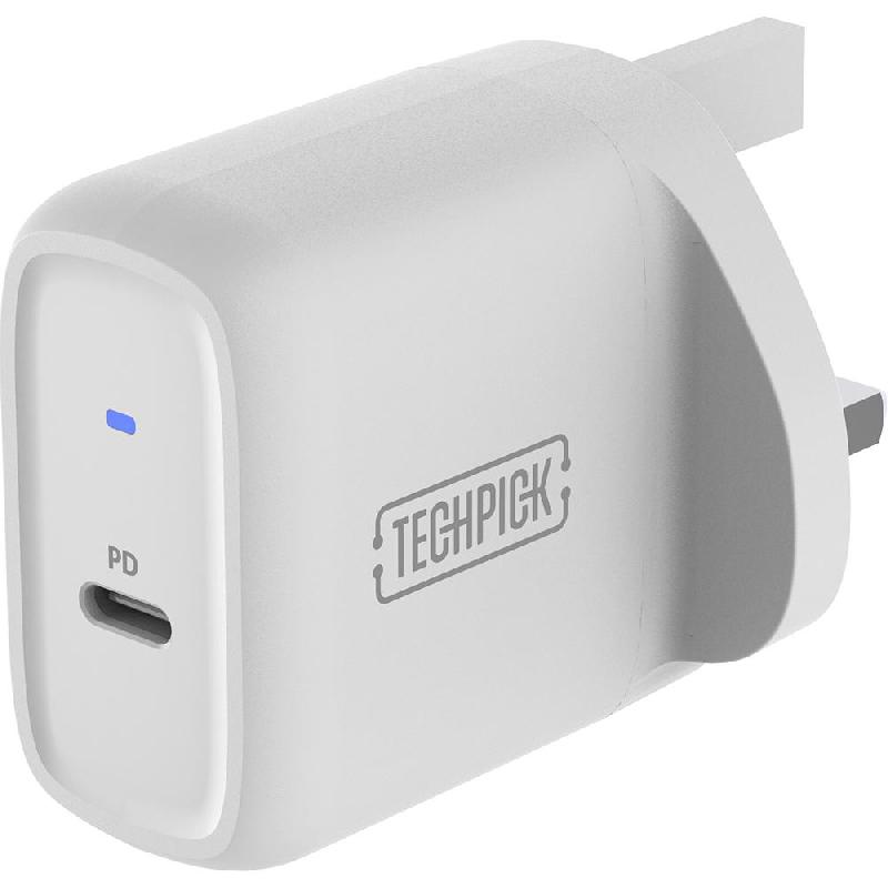Compare Techpick USBC PD 3.0 PPS Wall Charger, USB PD Power Delivery, 45 Watts, Single USBC, White at KSA Price