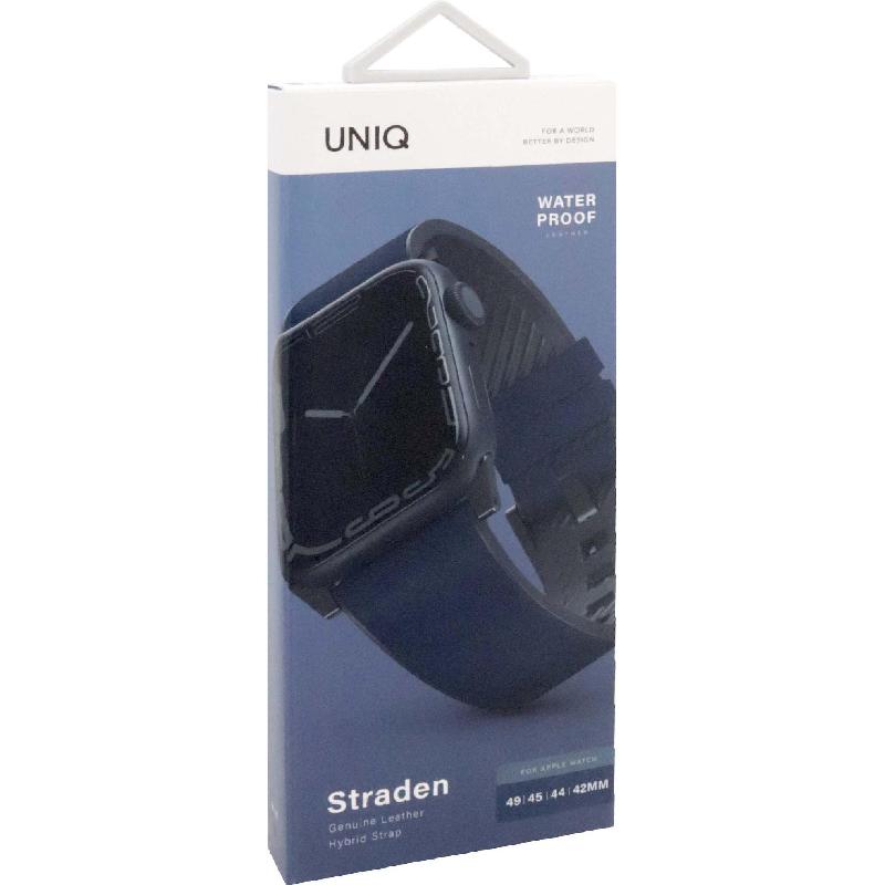 Compare Uniq Straden Wrist Strap, for Watch Ultra 3Watch Ultra 2Watch Series 11 46Watch Series 10 46, Waterproof Genuine Leather, Blue at KSA Price