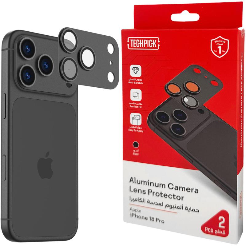 Compare Techpick ColorMatched Camera Protector Full Frame Smartphone Camera Accessory, for iPhone 18 Pro, Black at KSA Price