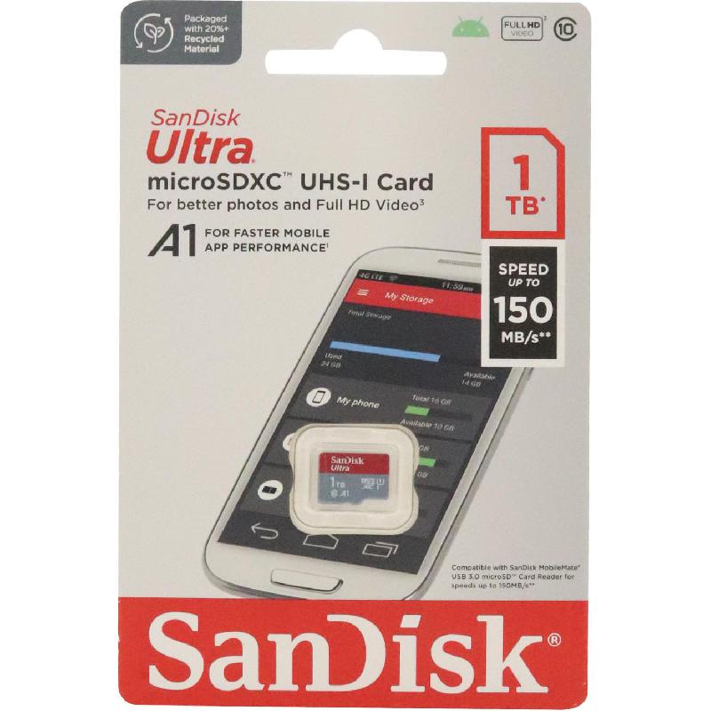 Compare SanDisk Ultra UHS I MicroSDXC, 1 TB, Class 10: Max 150 Mbps Speed Performance at KSA Price