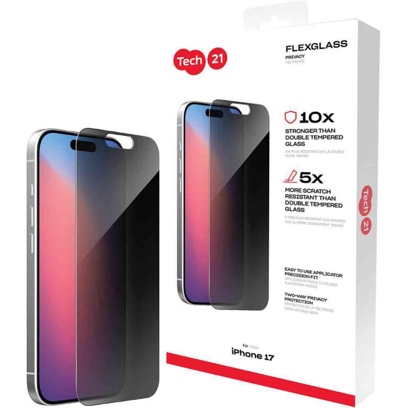 Compare Tech21 FlexGlass Smartphone Screen Protector, for iPhone 17, Tempered Glass, Privacy at KSA Price