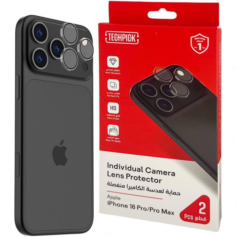 Compare Techpick Camera Lens Protector Individual Ring Smartphone Camera Accessory, for iPhone 18 ProiPhone 18 Pro Max, Clear at KSA Price