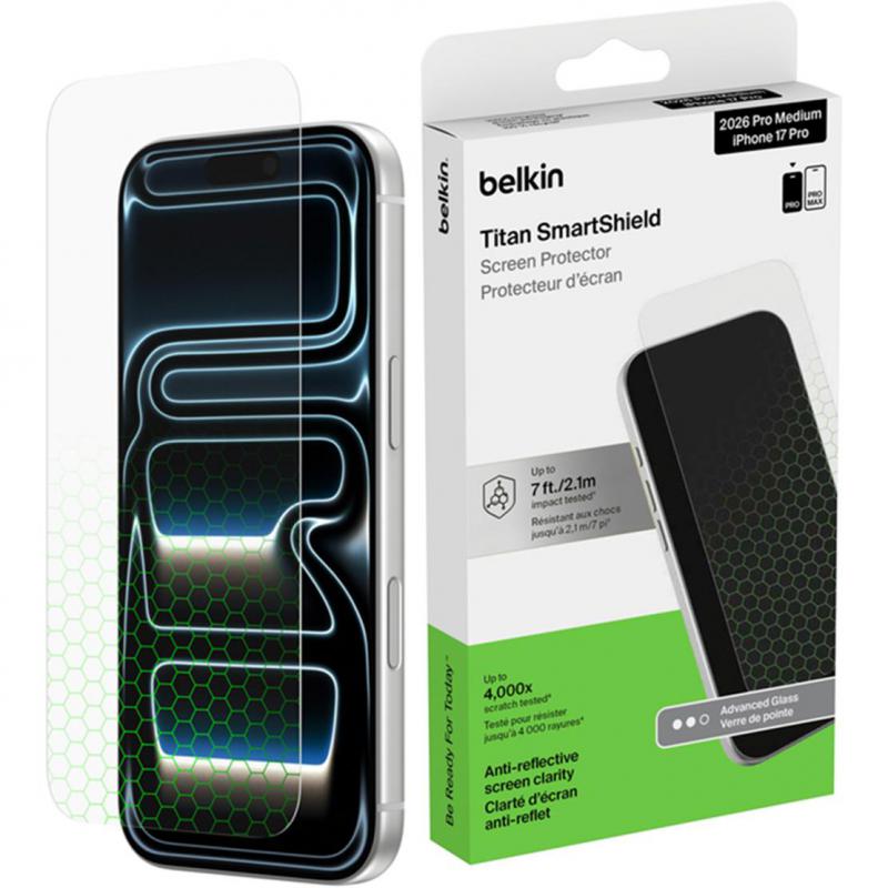 Belkin SmartShield Titan Clear Smartphone Screen Protector,…