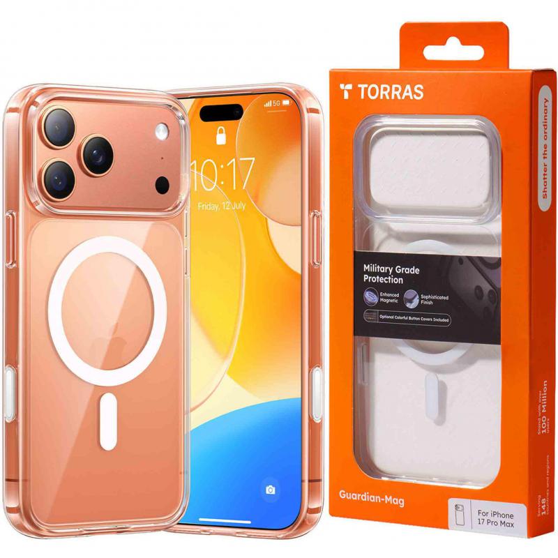 Compare Torras GuardianMag Back Cover Mobile Case with MagSafe, for iPhone 17 Pro Max, Clear at KSA Price