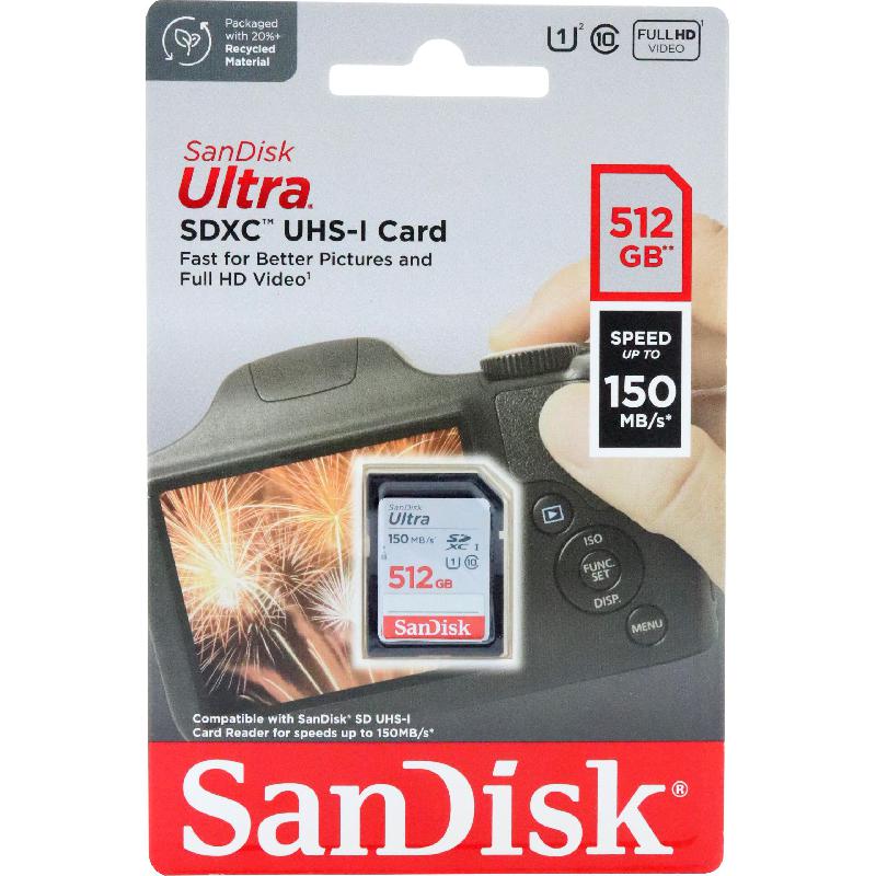 Compare SanDisk Ultra UHS I SD Card, 512 GB, Class 10: Max 150 Mbps Speed Performance at KSA Price