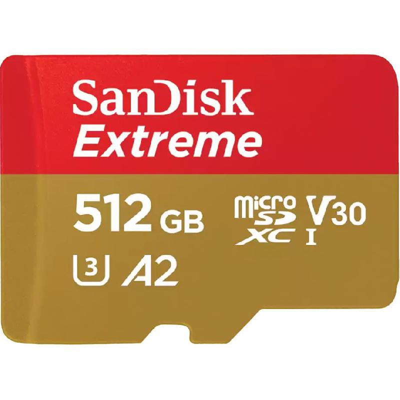 Compare SanDisk Extreme MicroSDXC, 512 GB, Class 10: Max 190 Mbps Speed Performance at KSA Price