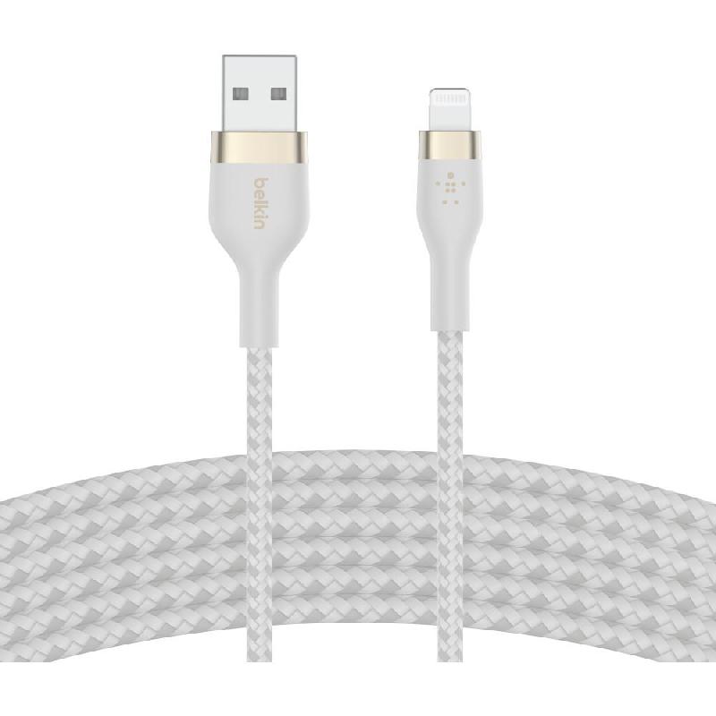 Compare Belkin BoostCharge Pro Flex USBA to Ligthning Standard Cable, 3.00 m  9.84 ft , White at KSA Price