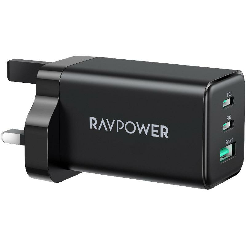 Compare RAVPower 3Port Wall Charger, USB PD Power Delivery, 65 Watts, 3 USB 2X USBC1X USB, Black at KSA Price