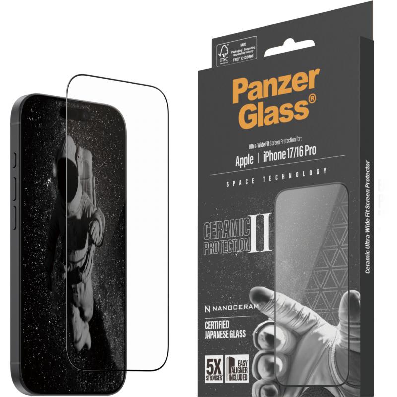 Compare PanzerGlass UltraWide Fit Ceramic II Smartphone Screen Protector, for iPhone 17iPhone 16 Pro, Tempered Glass, Clear at KSA Price