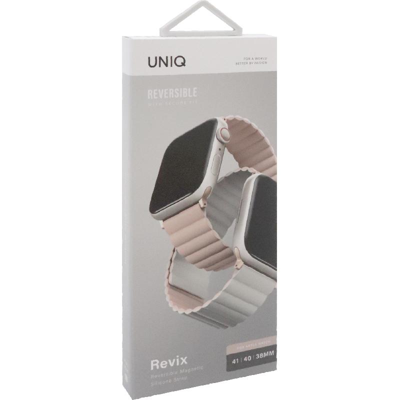 Compare Uniq Revix Wrist Strap, for Apple Watch Series 11 42Watch Series 10 42Watch Series 9 41Watch SE 40, Silicone, PinkBeige at KSA Price