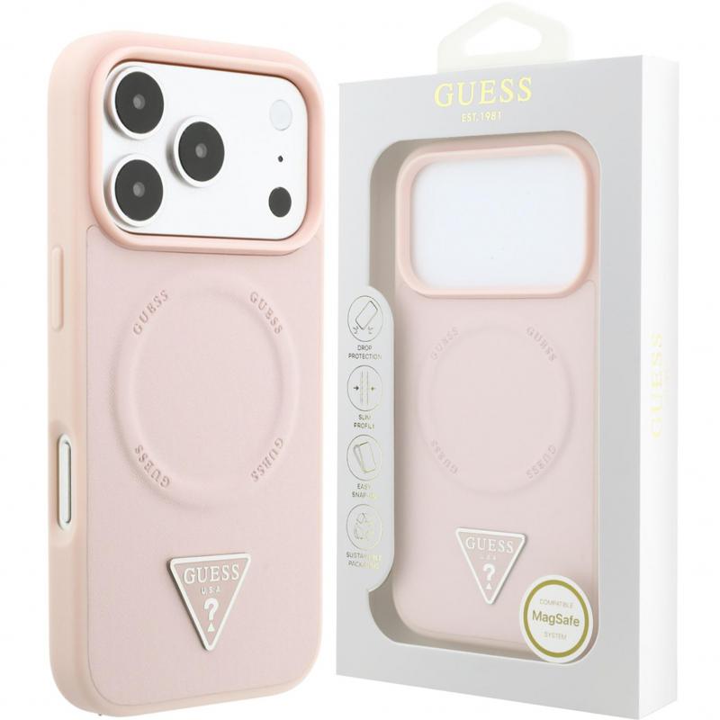 Compare Guess Embossed PU Back Cover Mobile Case with MagSafe, for iPhone 18 Pro MaxiPhone 17 Pro Max, Pink at KSA Price