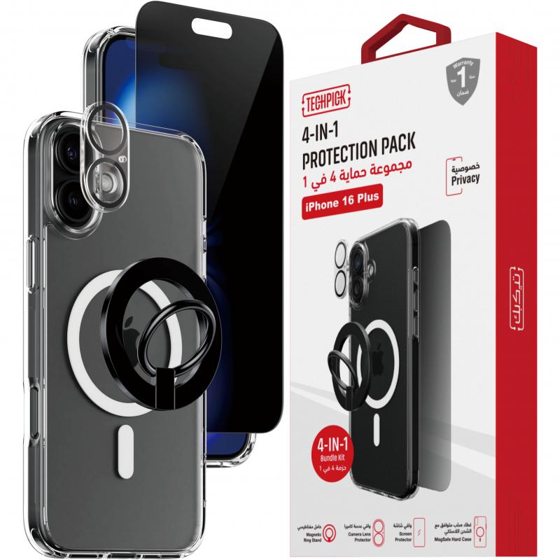 Techpick 4-in-1 Protection Pack Clear Case + Privacy…