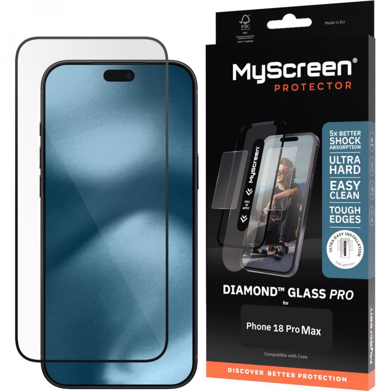 Compare MyScreenPROTECTOR DIAMOND GLASS Pro Smartphone Screen Protector, for iPhone 18 Pro MaxiPhone 17 Pro Max, Full Glue, Black at KSA Price