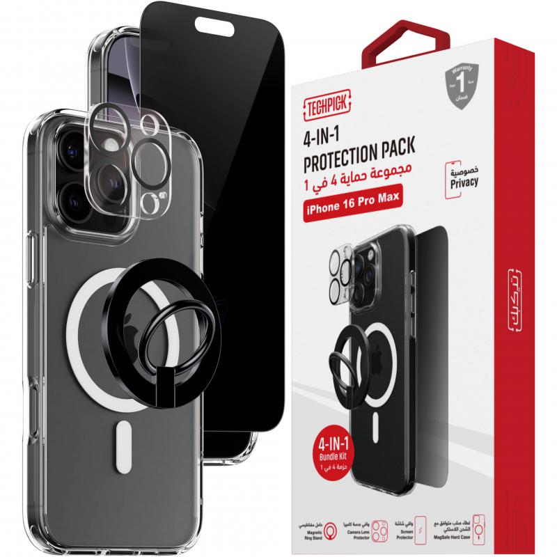 Techpick 4-in-1 Protection Pack Clear Case + Privacy…