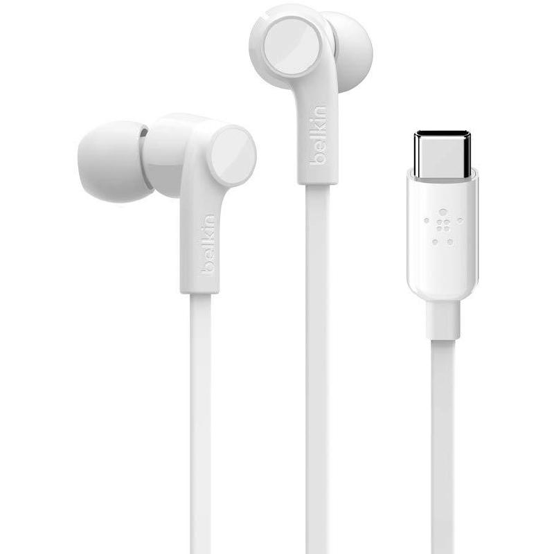 Compare Belkin Rockstar InEar Earphones, Passive Noise Isolation, Wired, USBC, Builtin Microphone, White at KSA Price