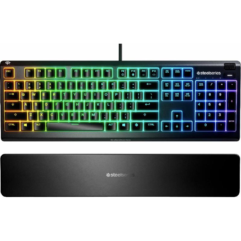 SteelSeries Apex 3 RGB Membrane Gaming Keyboard,…