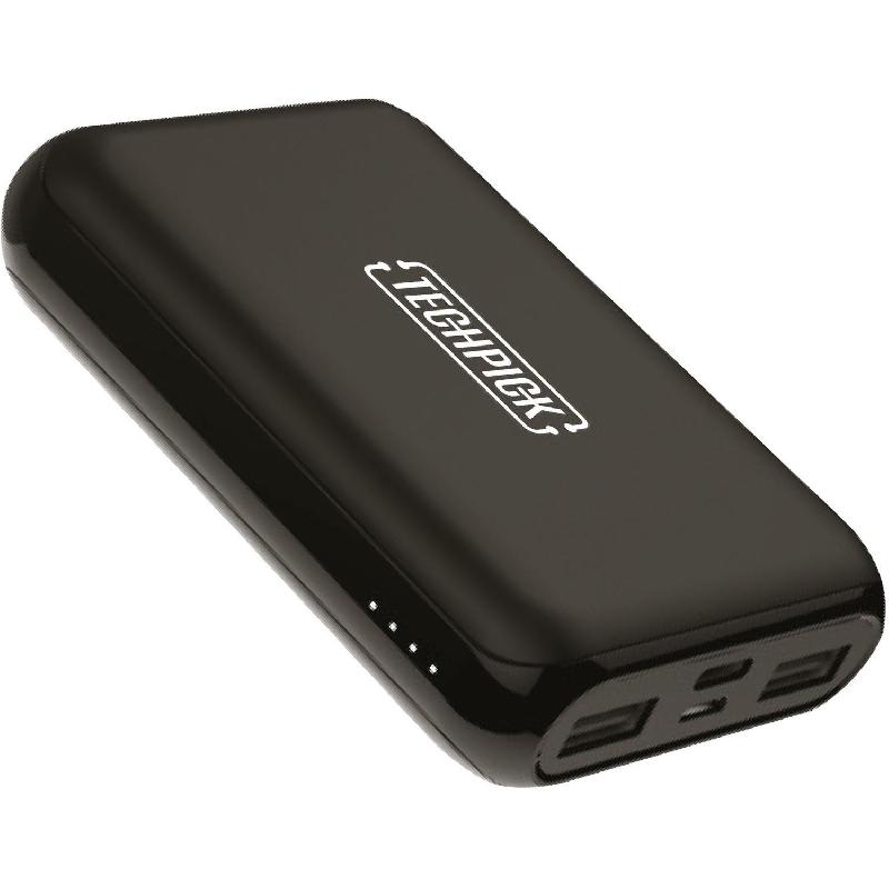 Compare Techpick Power Bank, 10000 mAh, 3 USB 2X USB1X USBC, Black at KSA Price