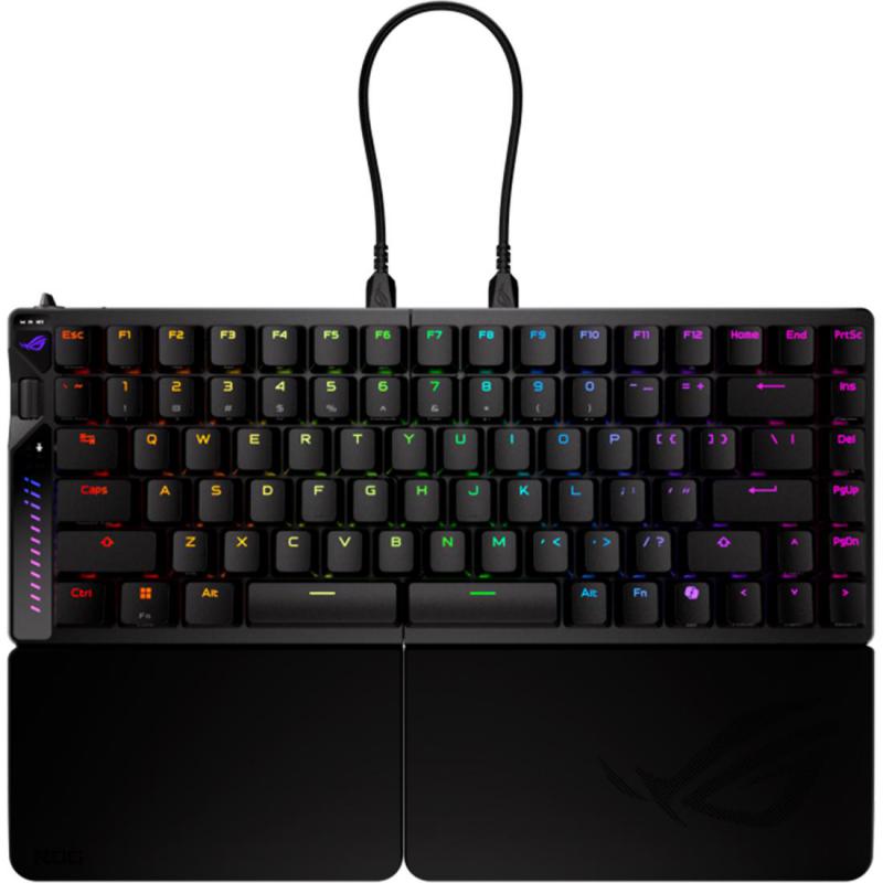 Compare Asus ROG Falcata 75% Split Gaming Keyboard, BluetoothWireless 2.4 GHz RFWired, for LaptopDesktop ComputerGaming Desktop ComputerCPU Windows OS, Black at KSA Price