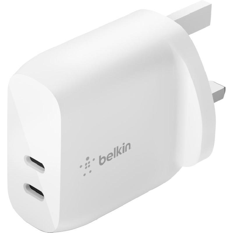 Belkin BoostCharge Dual USB-C PD Wall Charger 40W,…