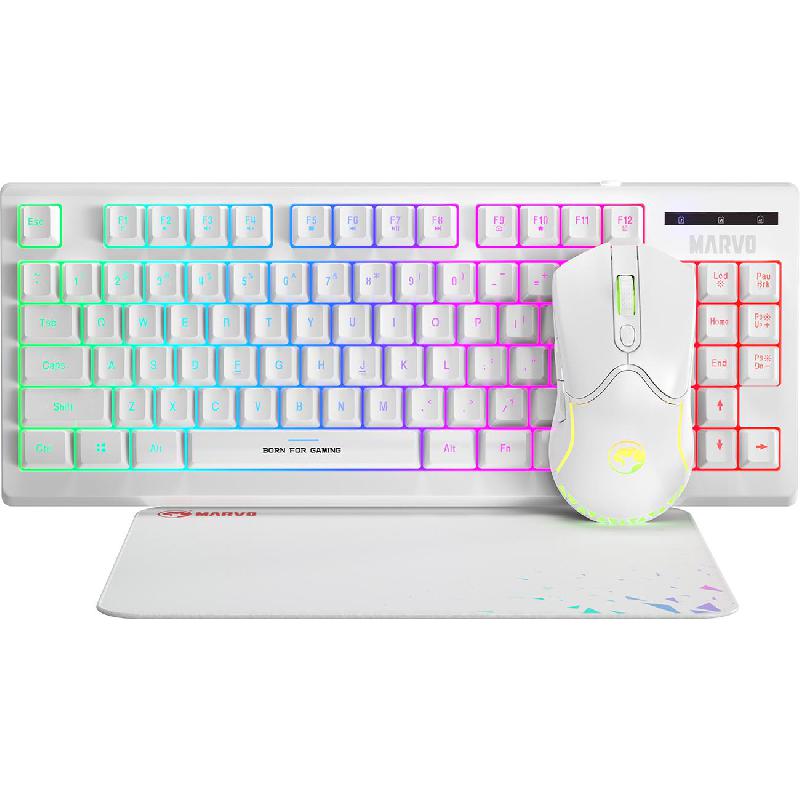 Compare MARVO CM310 3in1 Gaming Combo Membrane Gaming Desktop Keyboard and Mouse, Wired, for Gaming LaptopGaming Desktop ComputerGaming CPU, White at KSA Price