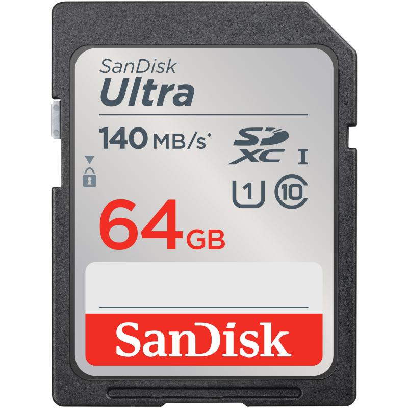 Compare SanDisk Ultra UHS I SD Card, 64 GB, Class 10: Max 140 Mbps Speed Performance at KSA Price