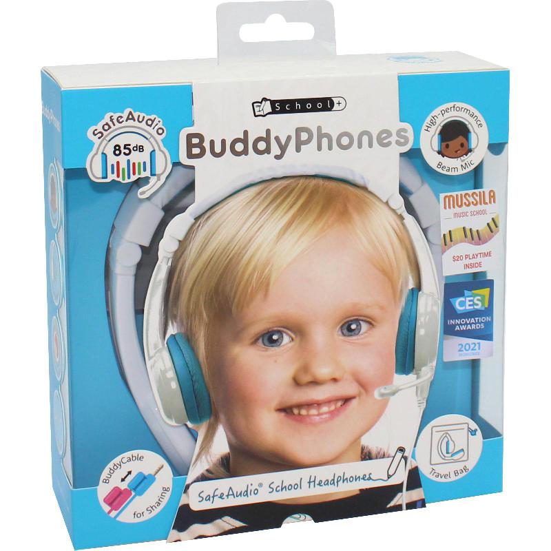Compare BuddyPhones School+ OnEar Headphones, WirelessWired Optional, USB Charging, Builtin MicrophoneDetachable Microphone, Blue at KSA Price