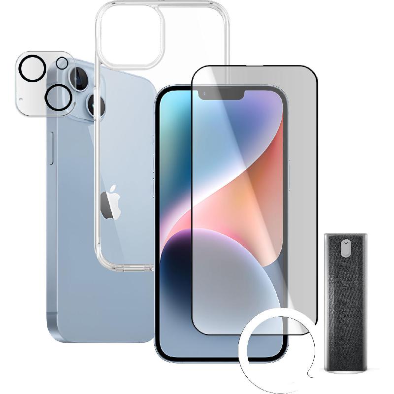 Xonda 4-in-1 Clear Case + Tempered Glass + Camera…