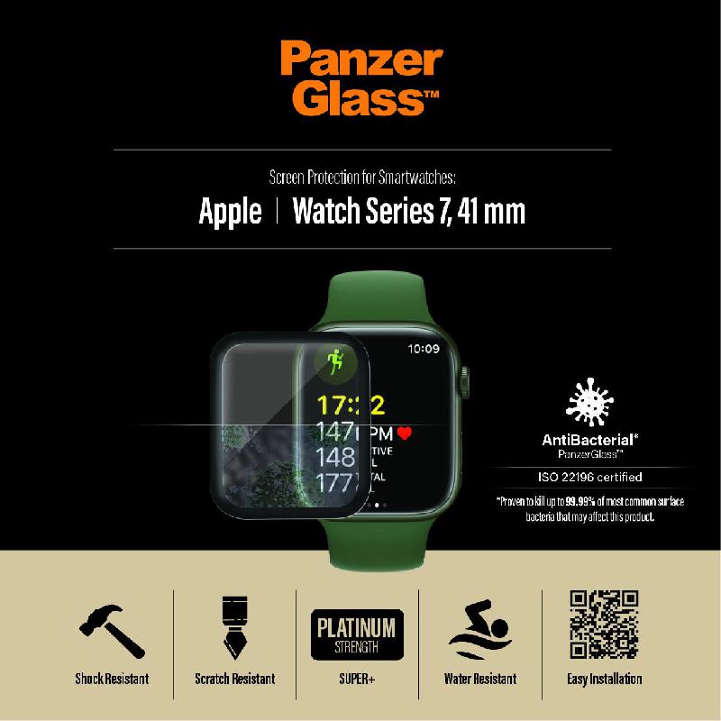Compare PanzerGlass Smartwatch Screen Protector, Super+ Glass, Black, for Apple Watch Series 9 41Watch Series 8 41Watch Series 7 41 at KSA Price