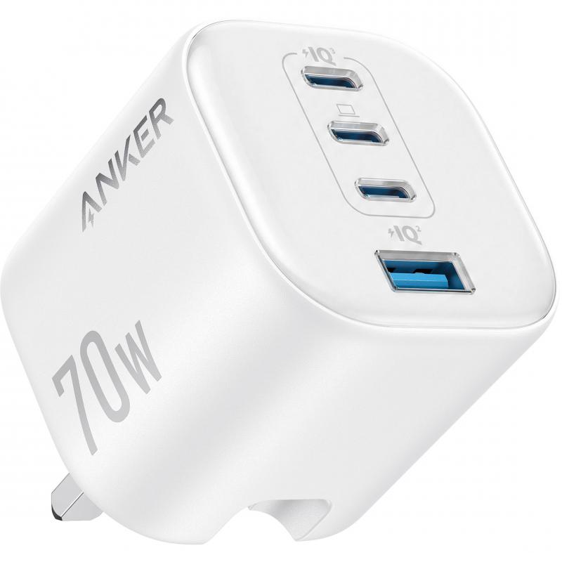 Compare Anker Zolo 70W 4Port Fast Charger, USB PD Power Delivery, 70 Watts, 4 USB 3X USBC1X USB, White at KSA Price