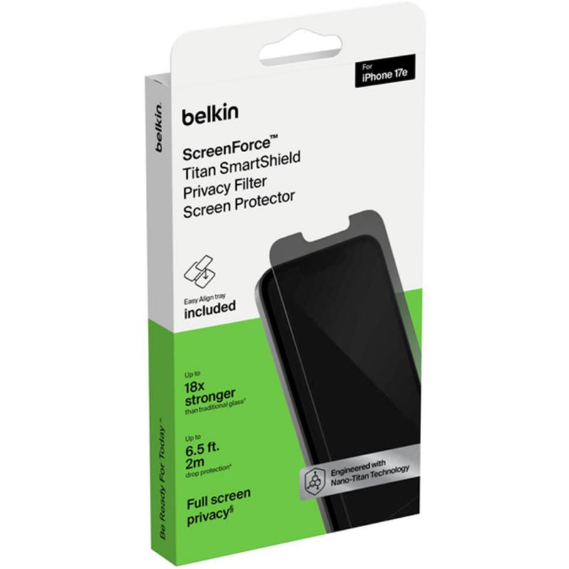 Compare Belkin ScreenForce InvisiGlass Treated Smartphone Screen Protector, for iPhone 17e, 2way Privacy 30 Degrees at KSA Price
