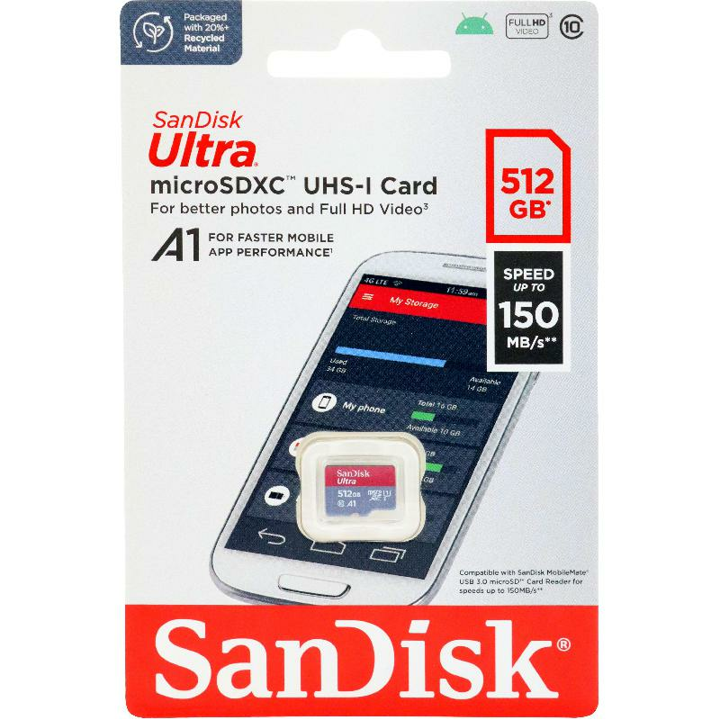 Compare SanDisk Ultra UHS I MicroSDXC, 512 GB, Class 10: Max 150 Mbps Speed Performance at KSA Price