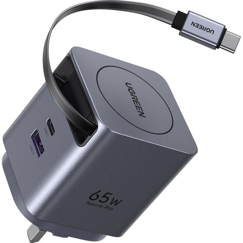 Compare Ugreen Extend 65W GaN Fast Charger with Retractable USBC Cable, USB PD Power Delivery, 65 Watts, Dual USB USBC PDUSBA, Grey at KSA Price