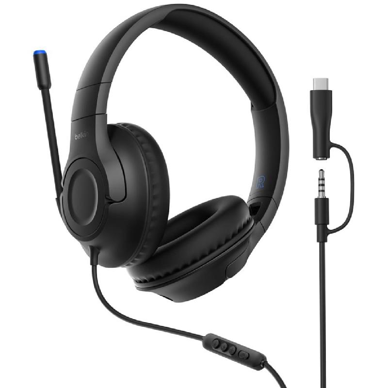 Compare Belkin Kids Inspire OverEar Headphones, Wired, 3.5 mm Connector, Black at KSA Price