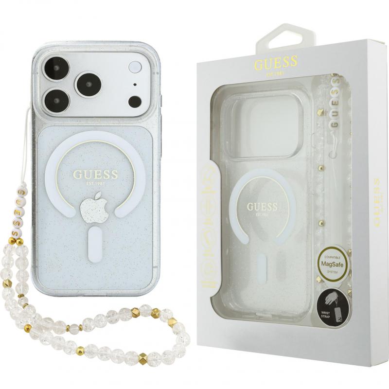Compare Guess IML Glitter Back Cover Mobile Case with MagSafe, for iPhone 18 Pro MaxiPhone 17 Pro Max, Transparent at KSA Price