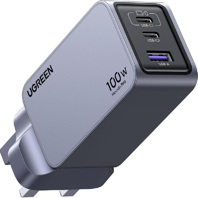 Compare Ugreen Nexode Pro 100W 3Port GaN Fast Charger, USB PD Power Delivery, 100 Watts, 3 USB 2X USBC1X USB, Grey at KSA Price