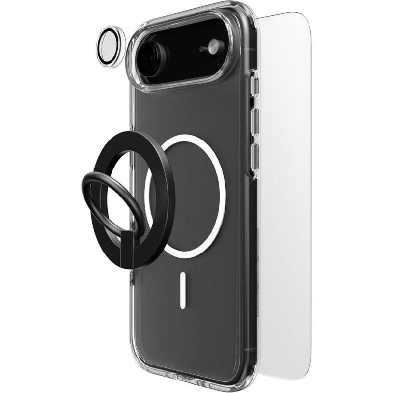 Compare Techpick 4in1 Protection MagSafe Hard Case + Tempered Glass + Camera Lens Protector + Magnetic Stand Smartphone Case Bundle, for iPhone Air, Clear at KSA Price
