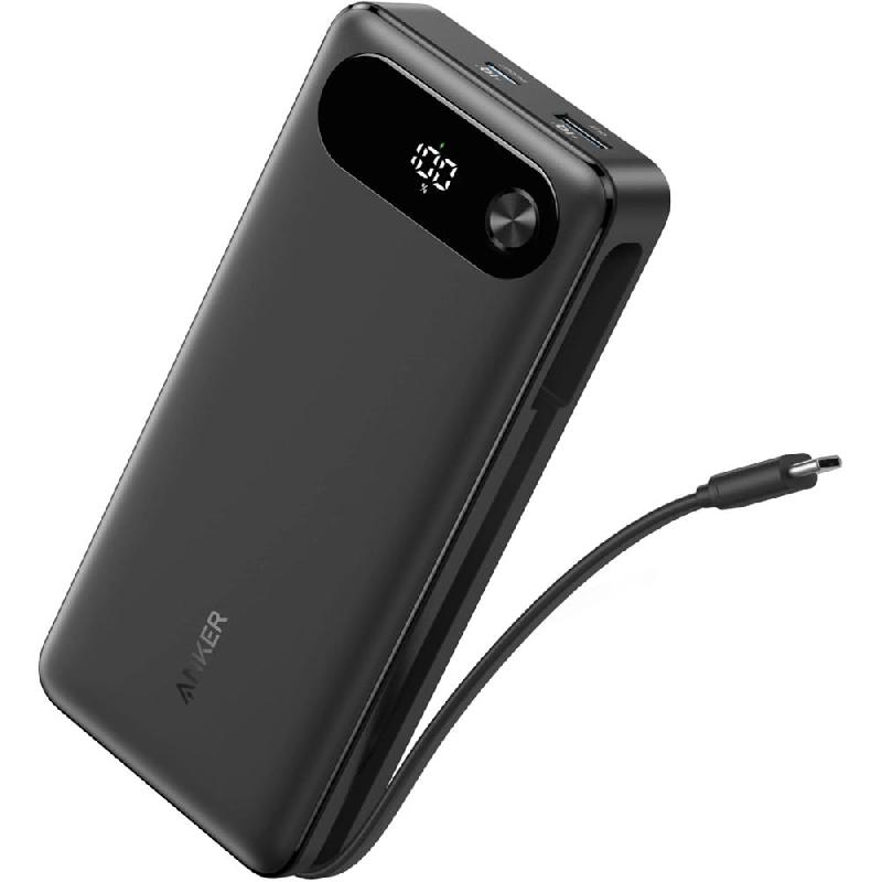 Compare Anker Power Bank with BuiltIn USBC Cable, 87W, PD Fast Charging, 20000 mAh, Dual USB 1X USB1X USBC, Black at KSA Price