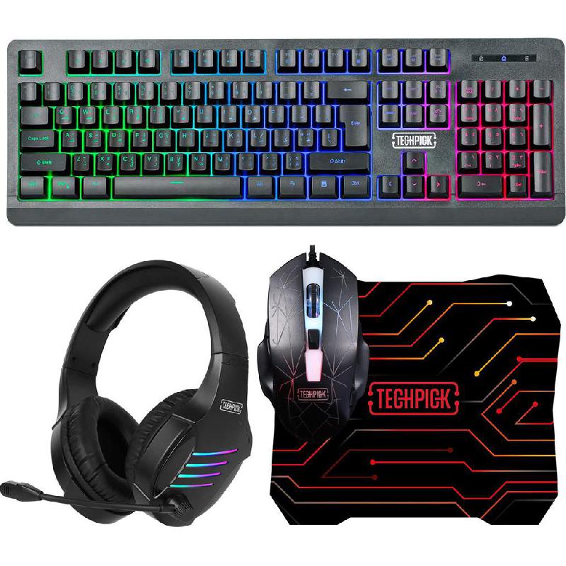 Compare Techpick CM421 4in1 Gaming Membrane Keyboard, Wired, for Gaming LaptopGaming Desktop ComputerGaming CPU, Black at KSA Price