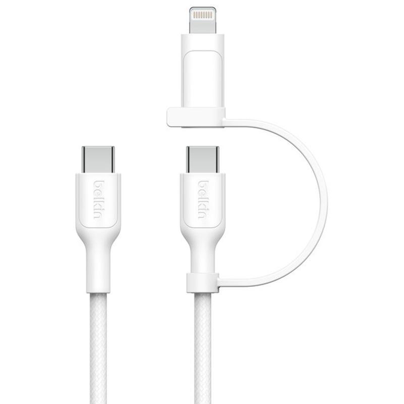 Compare Belkin BoostCharge 2in1 Cable USBC to USBCLightning Sync & Charge Cable, 1.50 m  4.92 ft , White at KSA Price